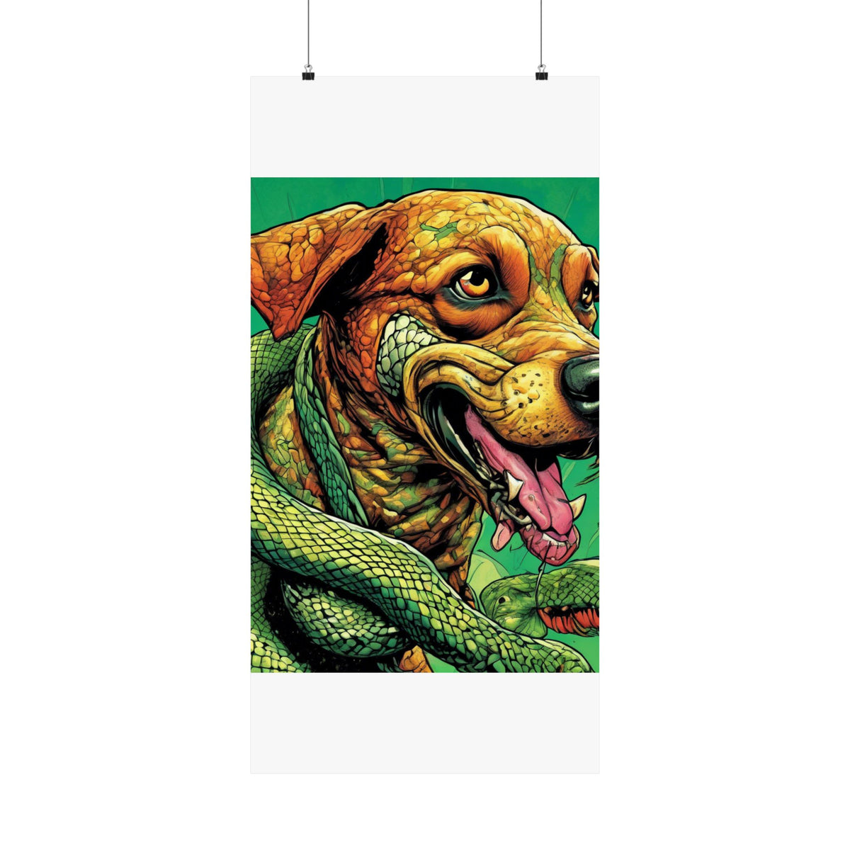 Serpent Guardian Dog Bold Fantasy Creature Art Poster