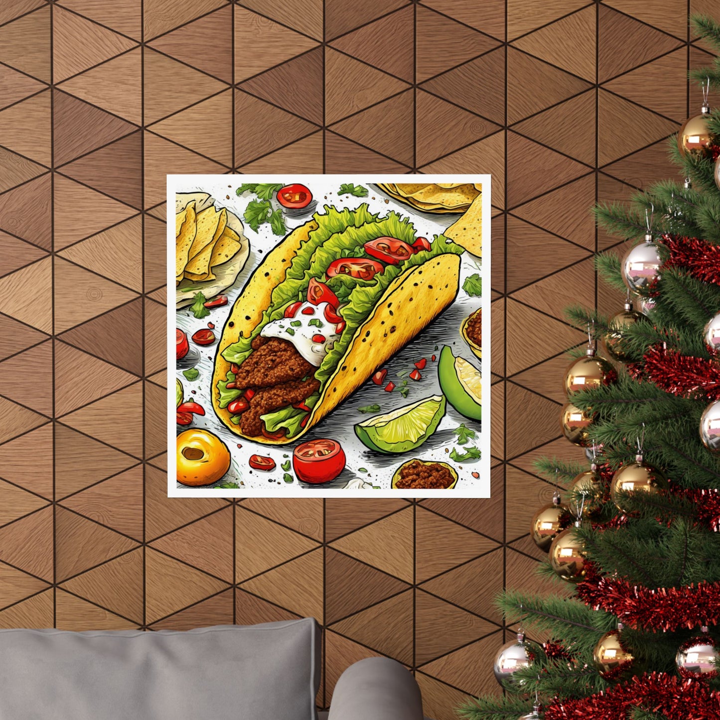 Bold Taco Illustration Foodie Gift Art Poster