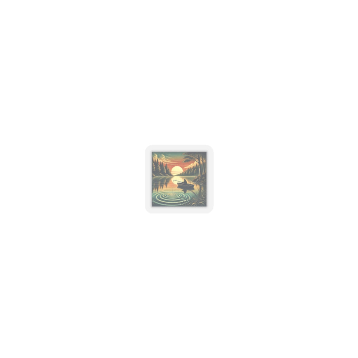 Sunset Lake Fishing Retreat Angler Sticker for Outdoor Gear Gift