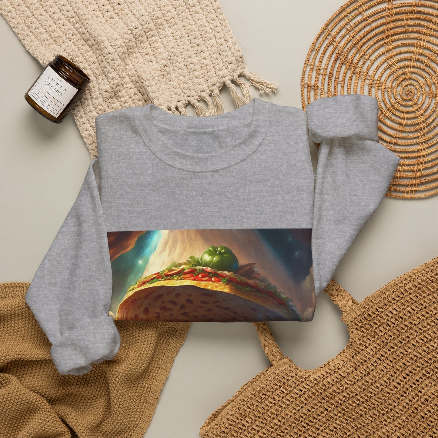 Cosmic Taco UFO Surreal Food Fantasy Art Sweatshirt