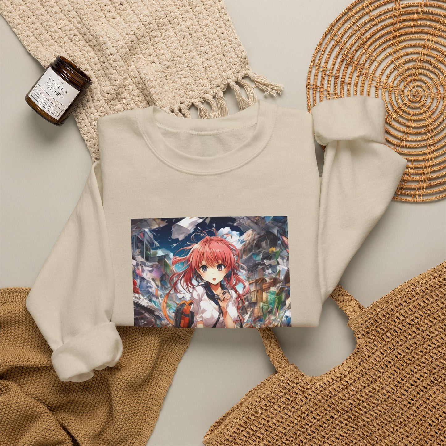 Recycling Day Anime Schoolgirl Eco Street Art Sweatshirt
