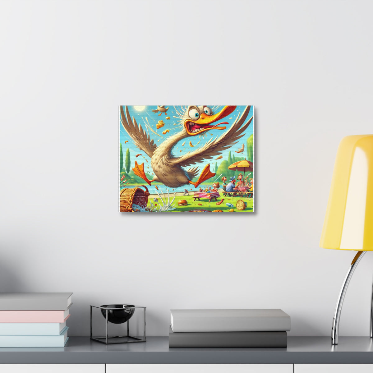 Chaotic Picnic Duck Funny Summer Canvas Wall Art