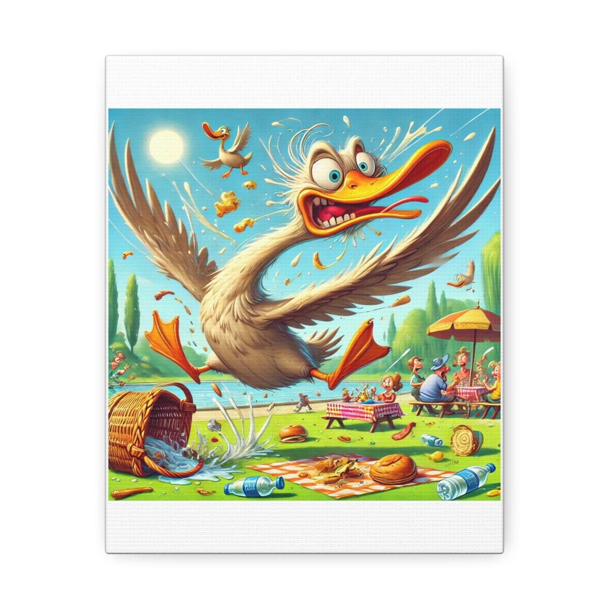 Chaotic Picnic Duck Funny Summer Canvas Wall Art