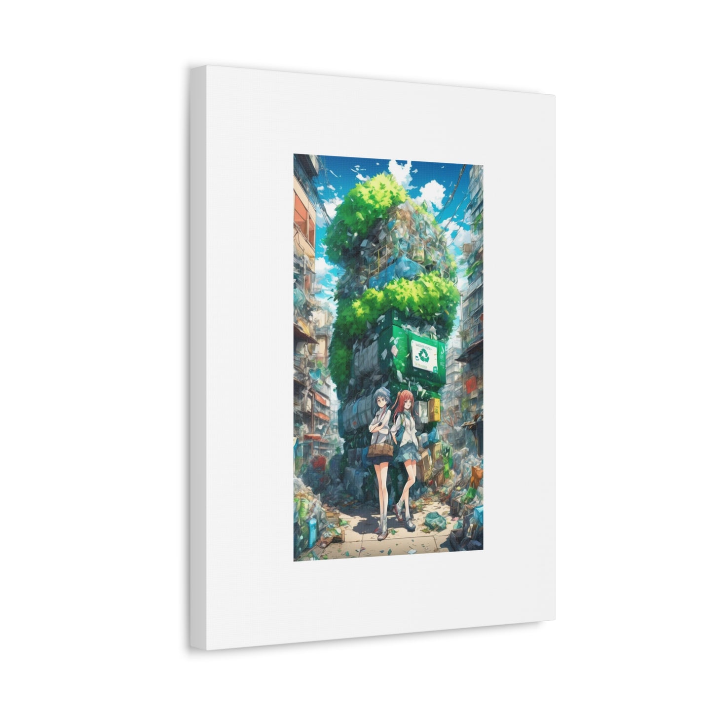 Urban Recycling Anime Friends Eco City Canvas Print