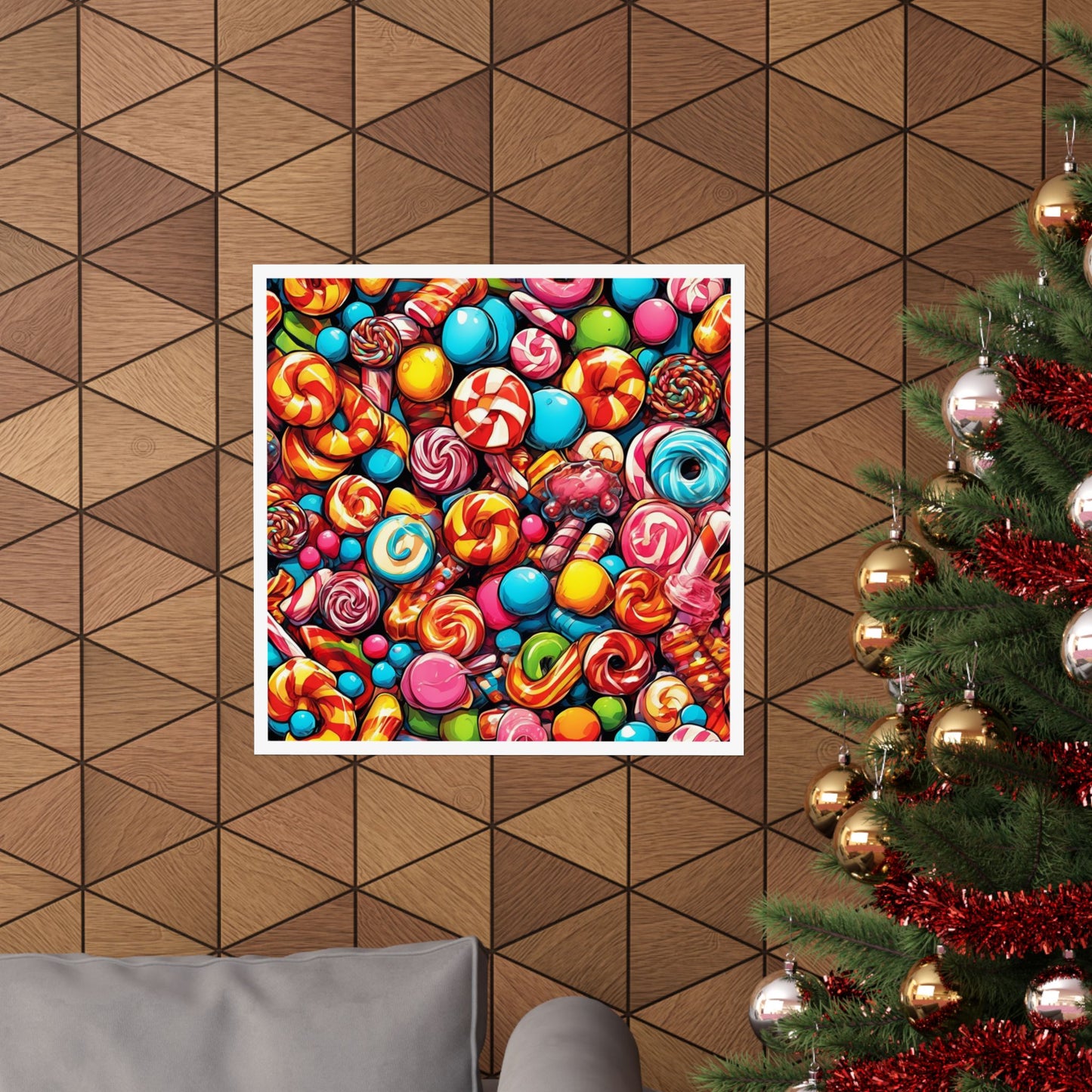 Colorful Candy and Lollipop Pattern Poster
