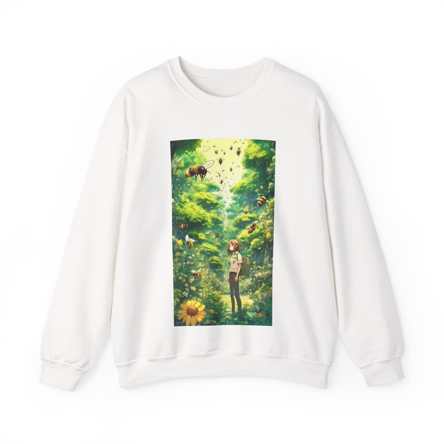 Bee Garden Explorer Anime Nature Art Sweatshirt