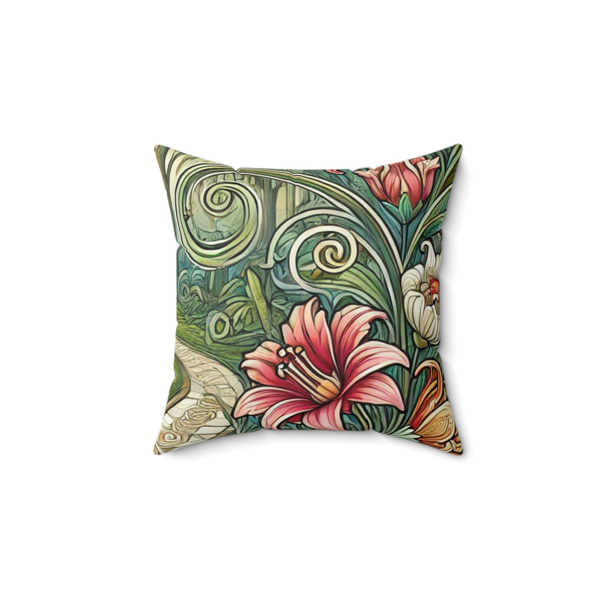 Botanical Gazebo Garden Art Nouveau Decorative Pillow