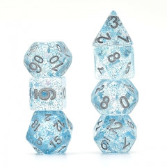 Blue Glitter Stars Dice Series 7-Dice Set
