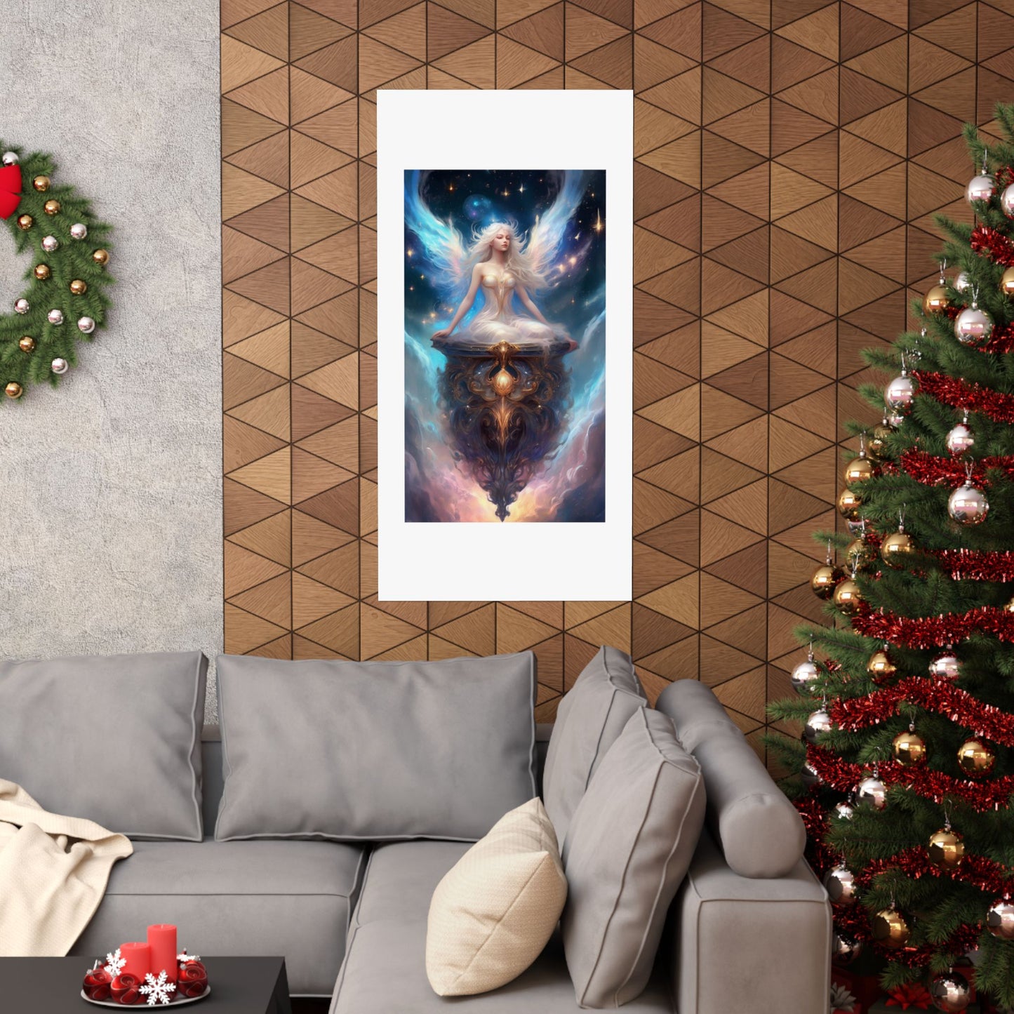 Celestial Winged Meditation Fantasy Portrait Poster