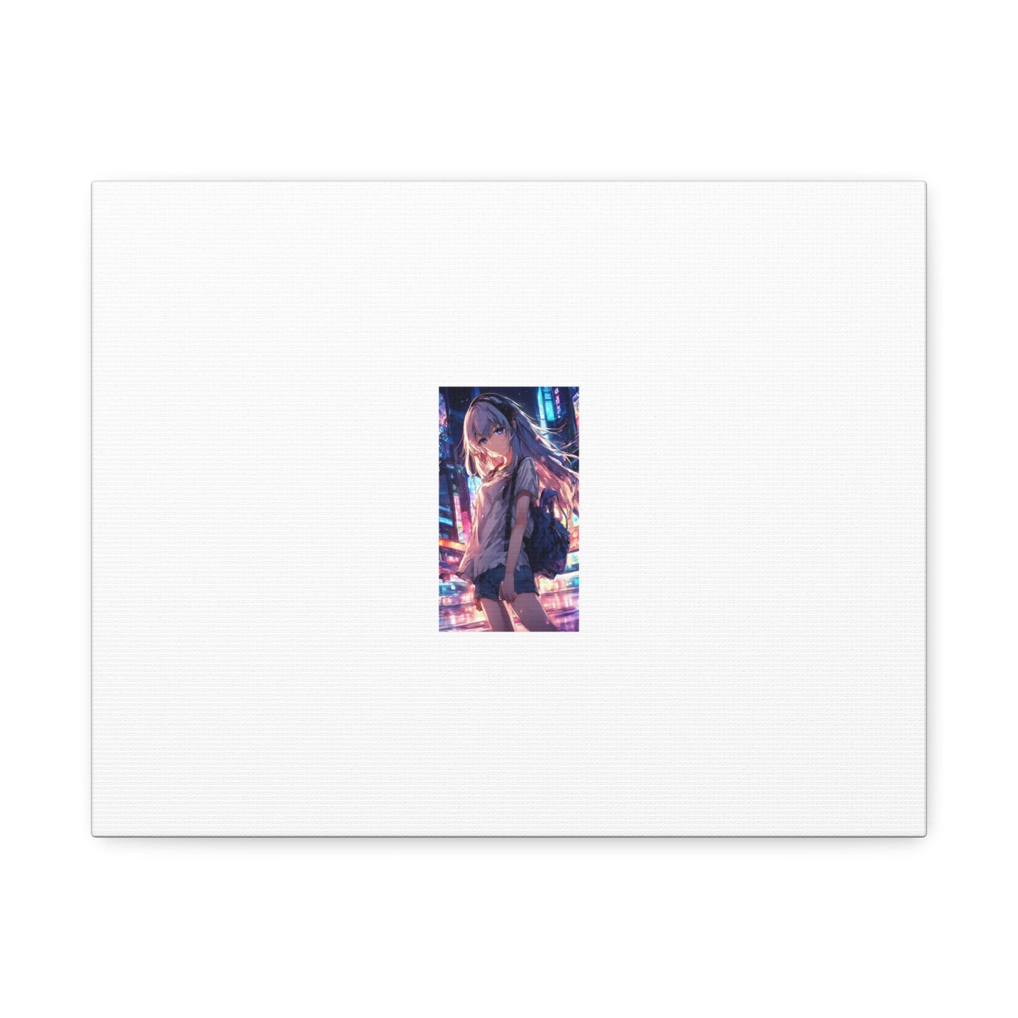 Anime City Night Heroine Portrait Neon Canvas Wall Art