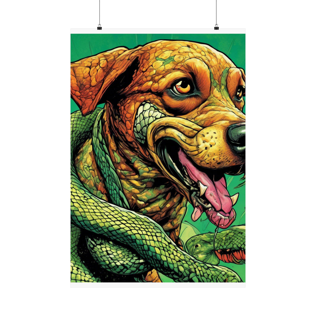 Serpent Guardian Dog Bold Fantasy Creature Art Poster