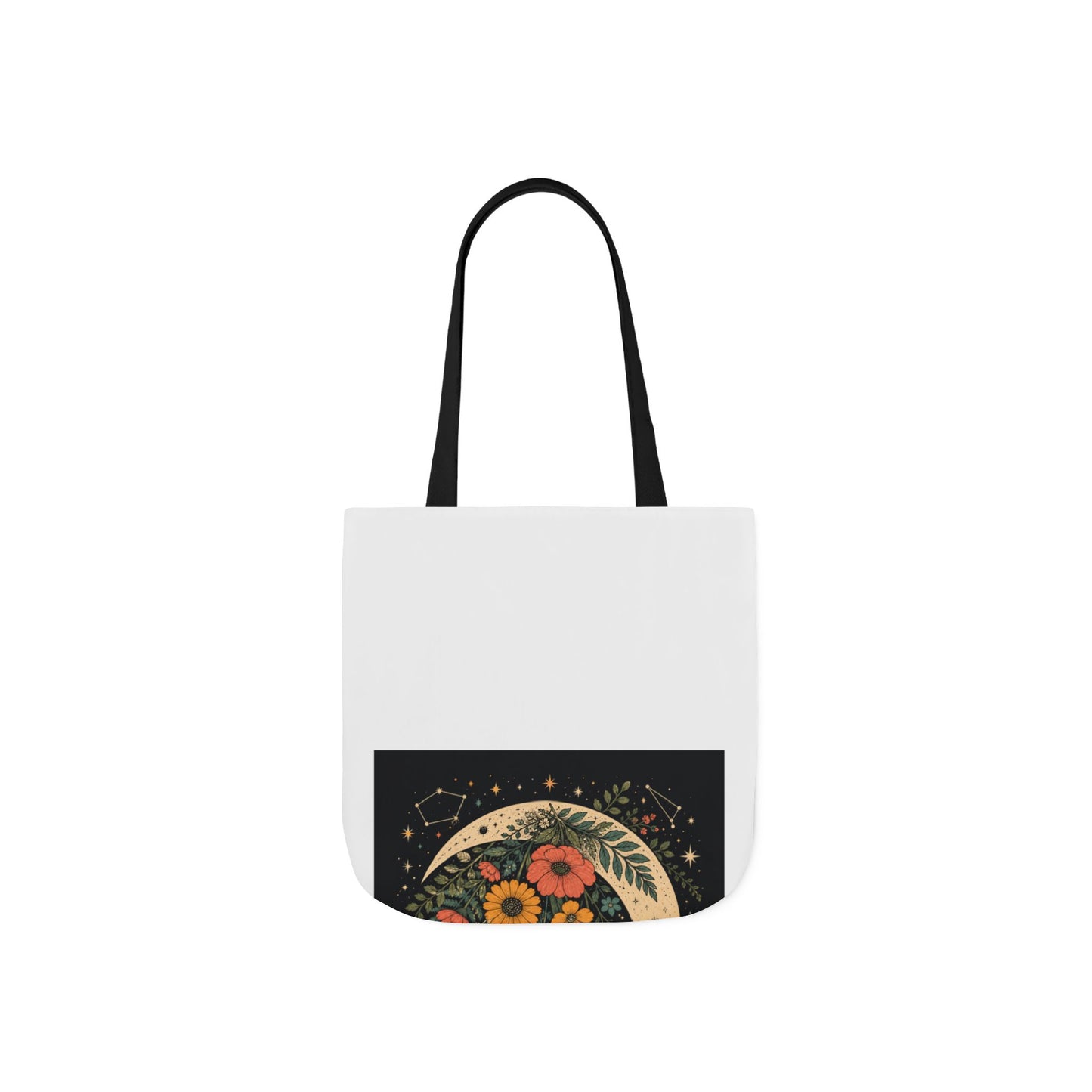 Celestial Wildflower Crescent Moon Botanical Tote Bag
