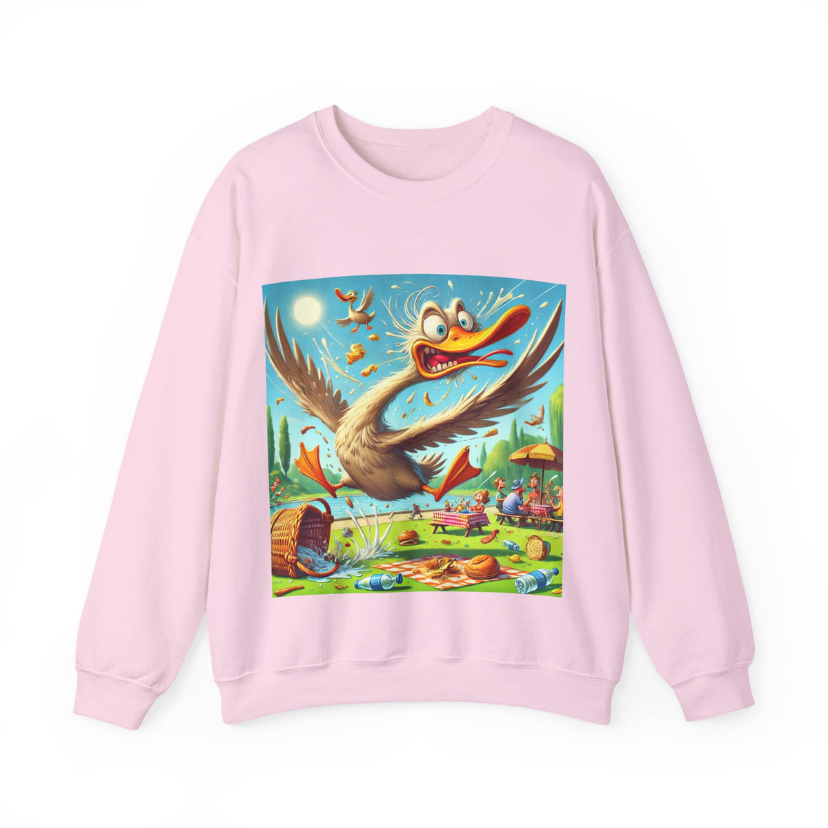 Chaotic Picnic Duck Funny Summer Art Sweatshirt