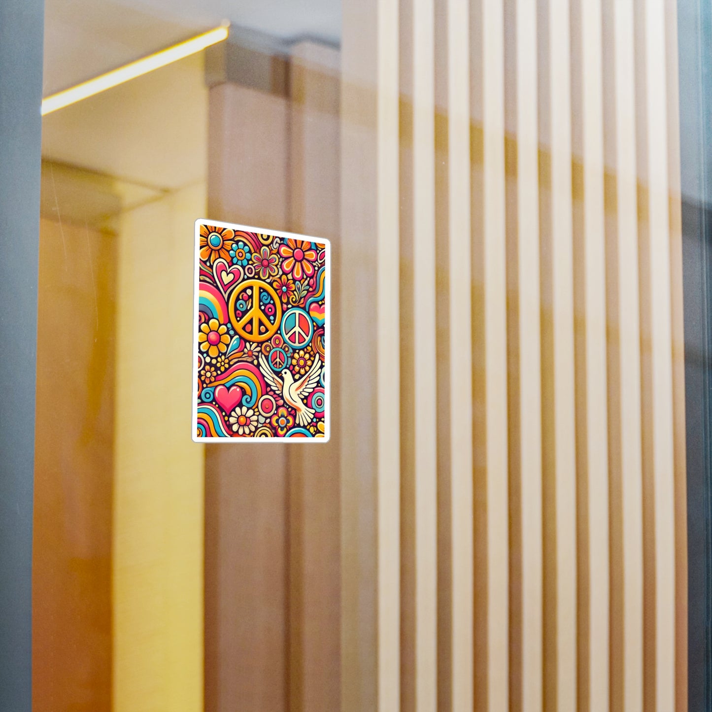 Hippie Dove Sticker, Decal, 70s Retro, Laptop Decal, Peace Sign Sticker, Boho Decal