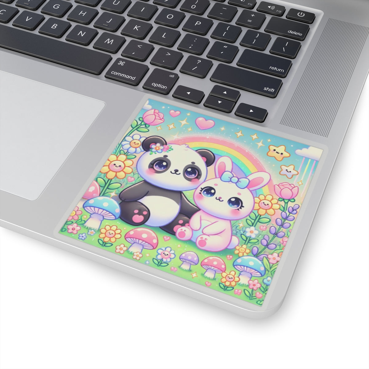 Pastel Panda and Bunny Rainbow Garden Sticker