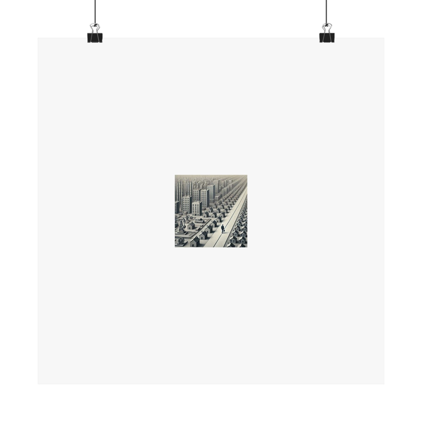 Monochrome Urban Factory Cityscape Poster Industrial Wall Art Gift