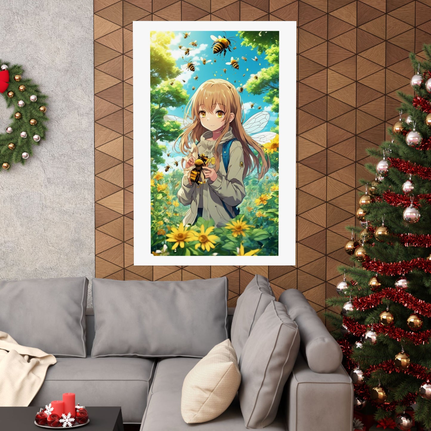 Bee Fairy Garden Anime Nature Art Poster