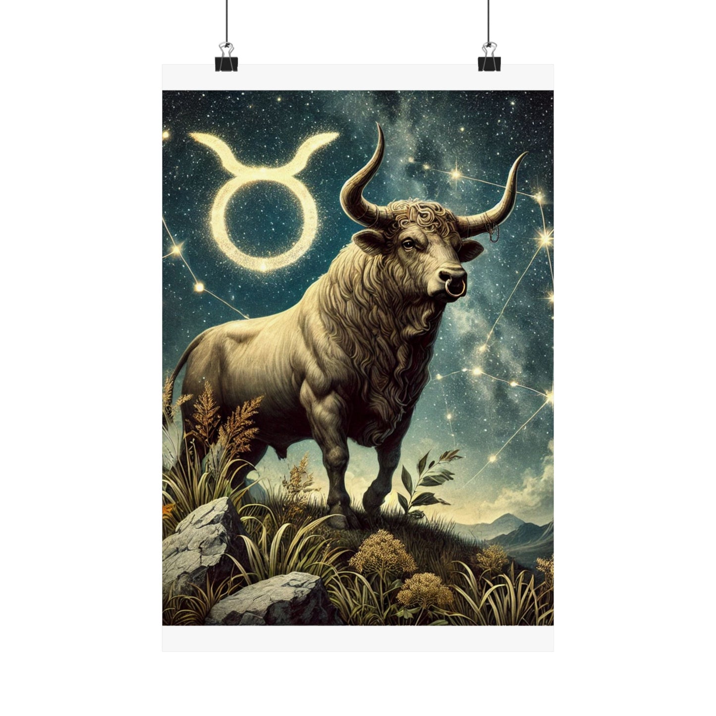 Taurus Bull Constellation Celestial Wall Art Poster