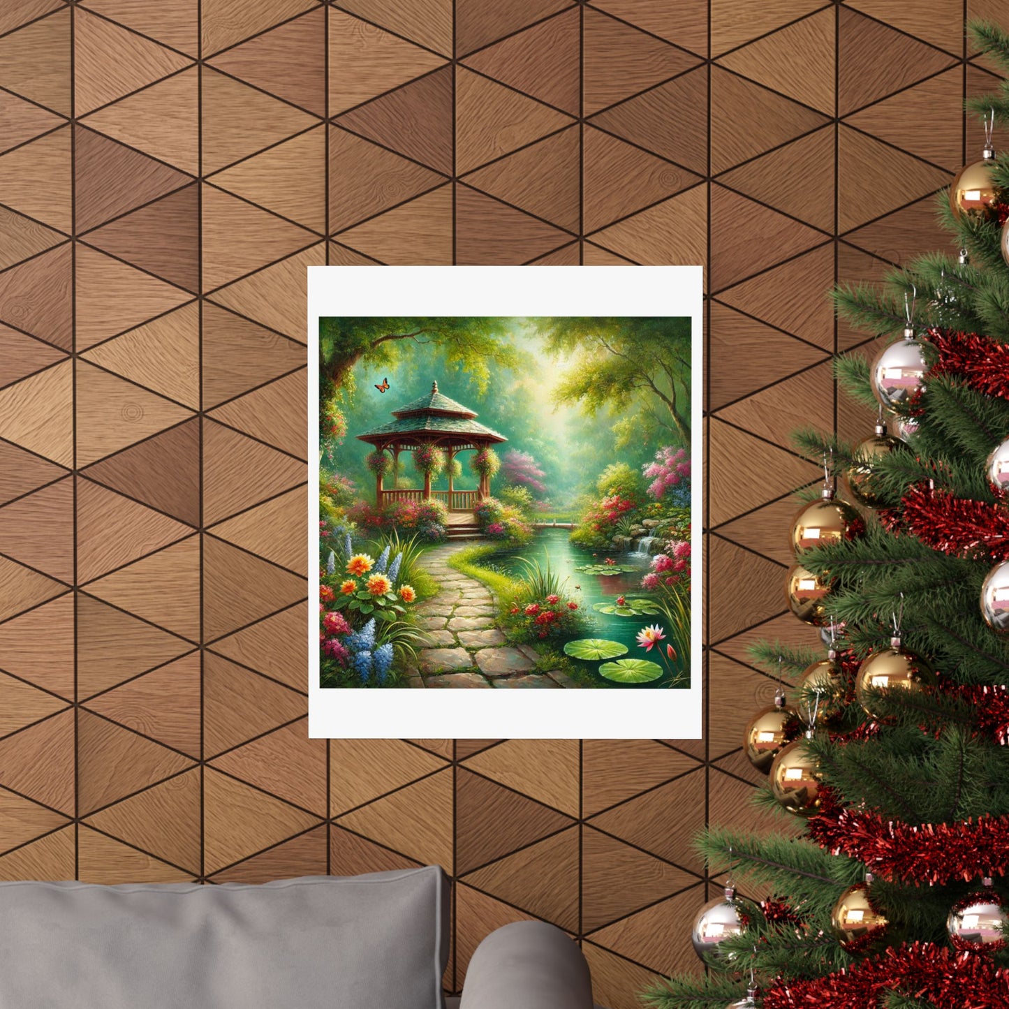 Spring Garden Gazebo Floral Landscape Poster