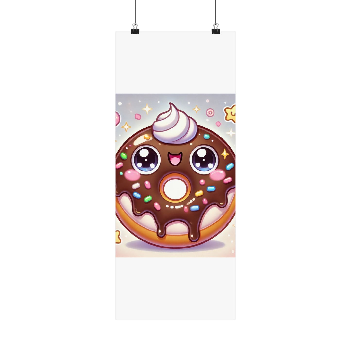 Kawaii Chocolate Donut Cute Dessert Art Poster