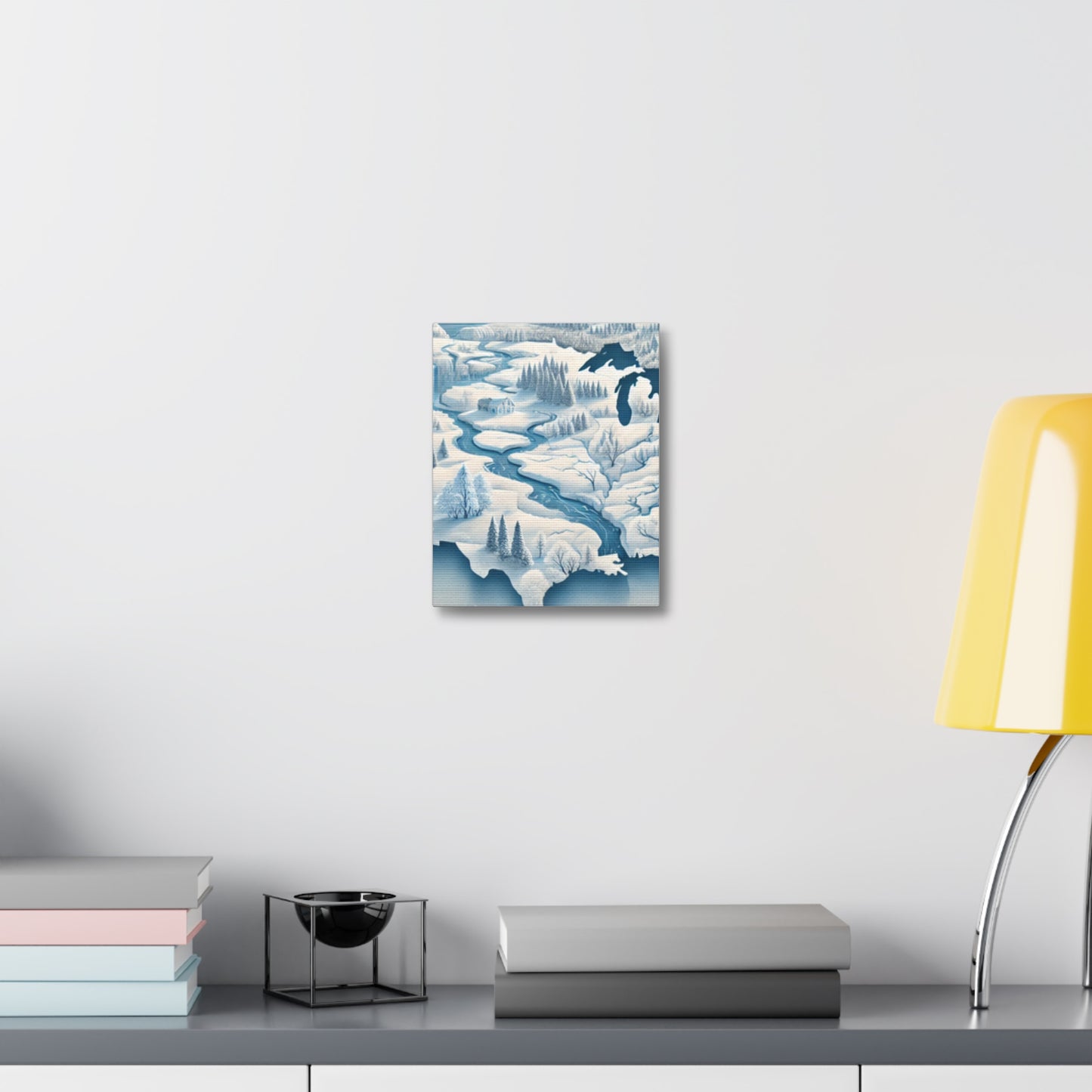 Winter USA Dreamscape Snowy Map Canvas Wall Art Travel Gift