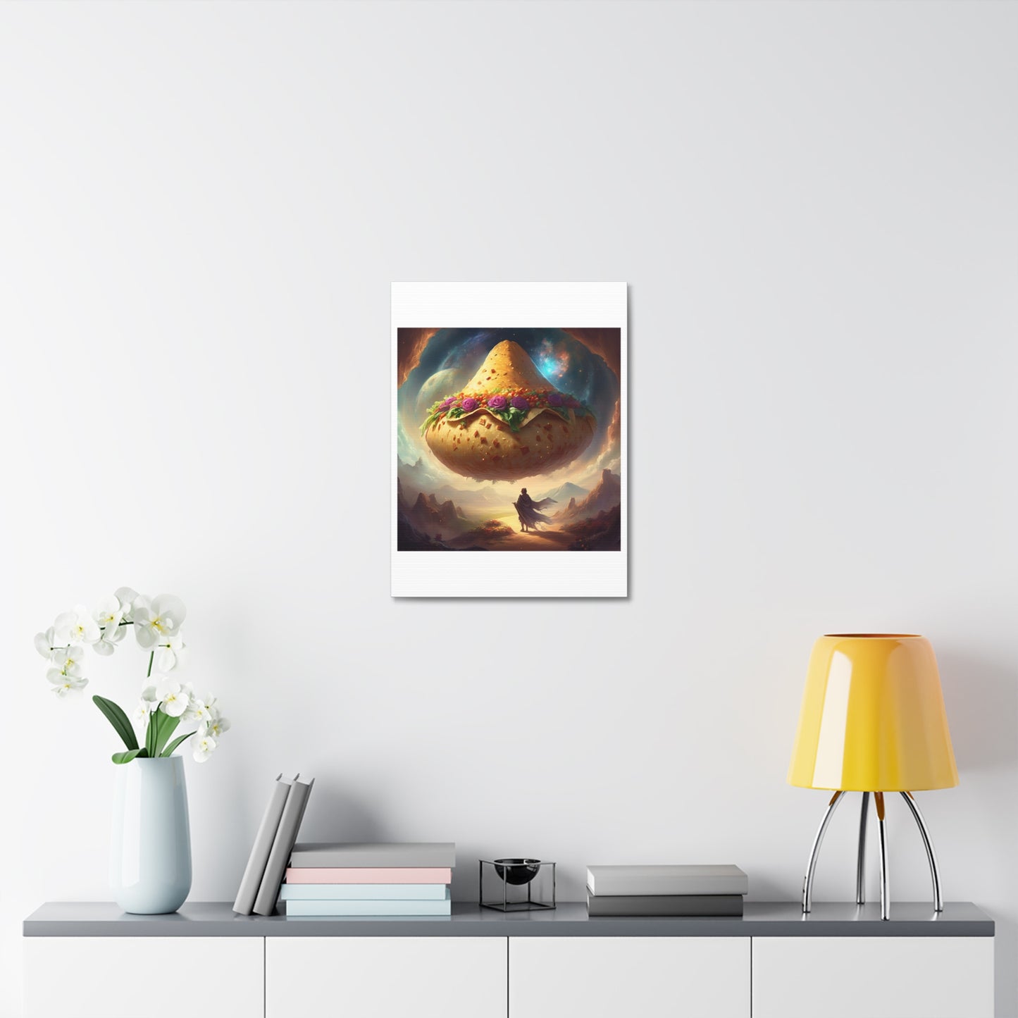 Cosmic Taco Planetoid Surreal Food Fantasy Art Canvas