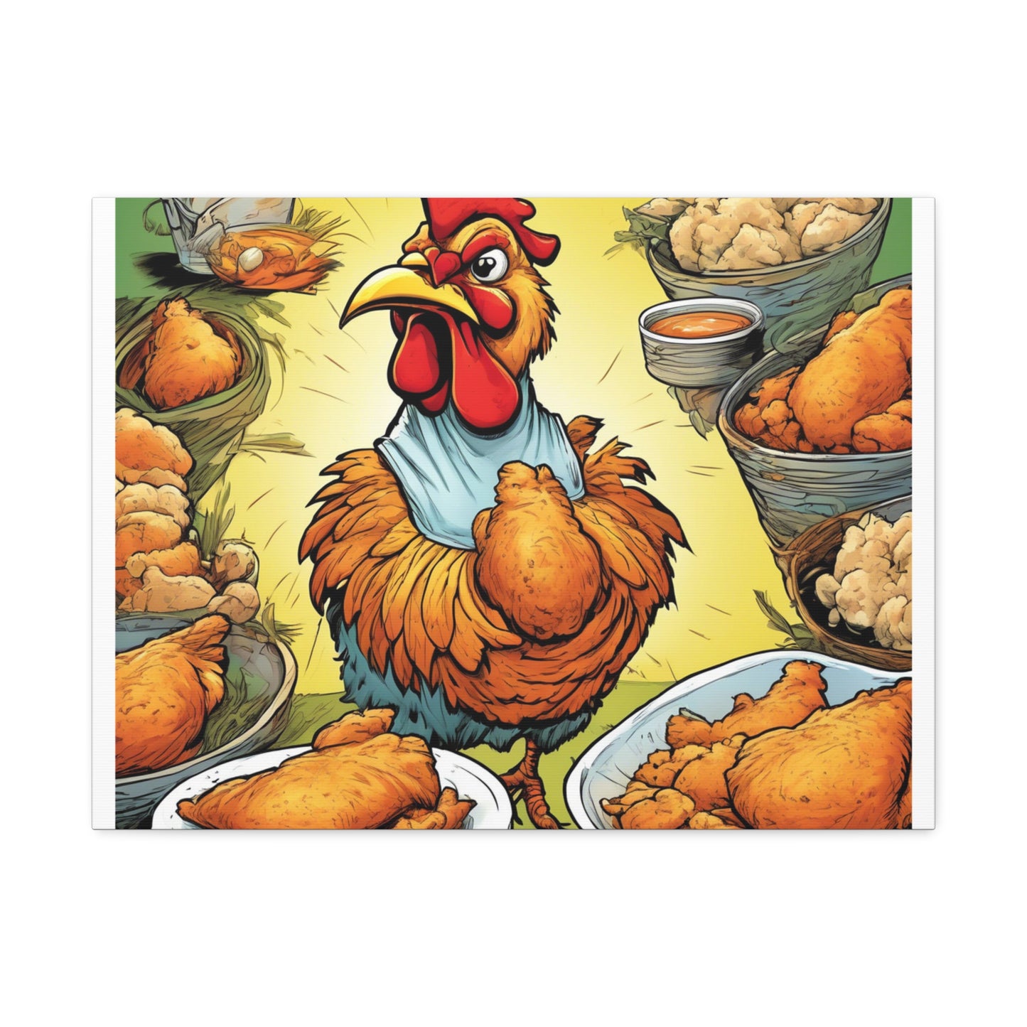 Funny Chicken Fried Food Comfort Food Art Canvas