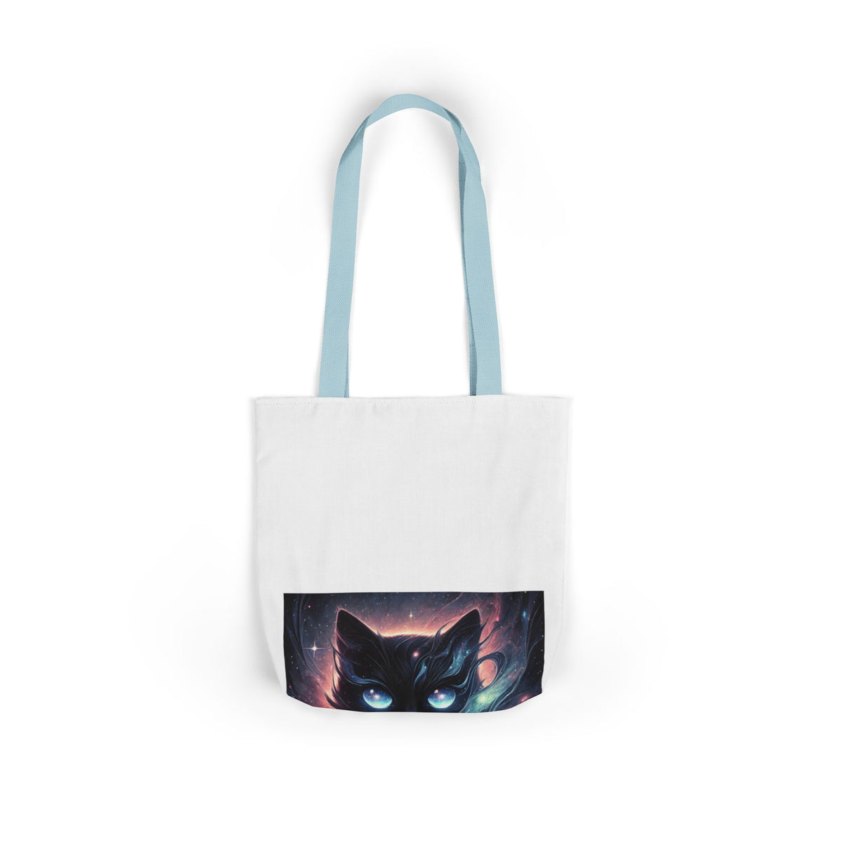 Cosmic Black Cat Galaxy Celestial Canvas Tote Bag