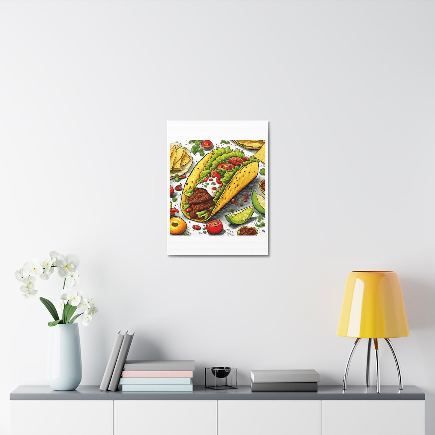 Bold Taco Illustration Foodie Gift Art Canvas