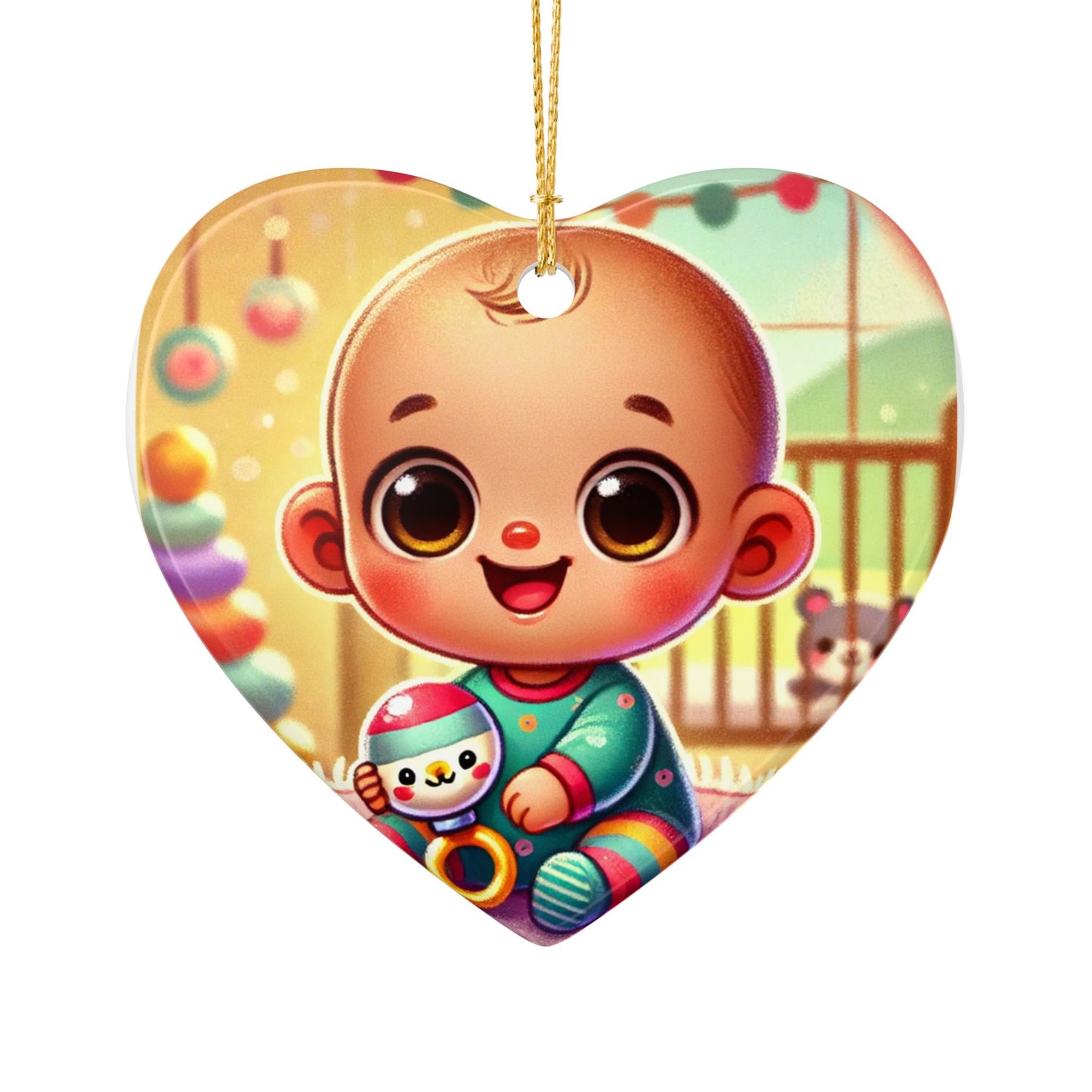 Cheerful Baby Nursery Playroom Art Ceramic Ornament, Holiday Keepsake and Gift