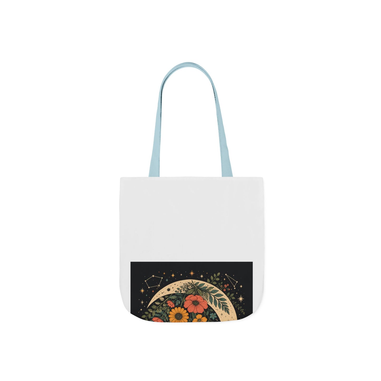 Celestial Wildflower Crescent Moon Botanical Tote Bag