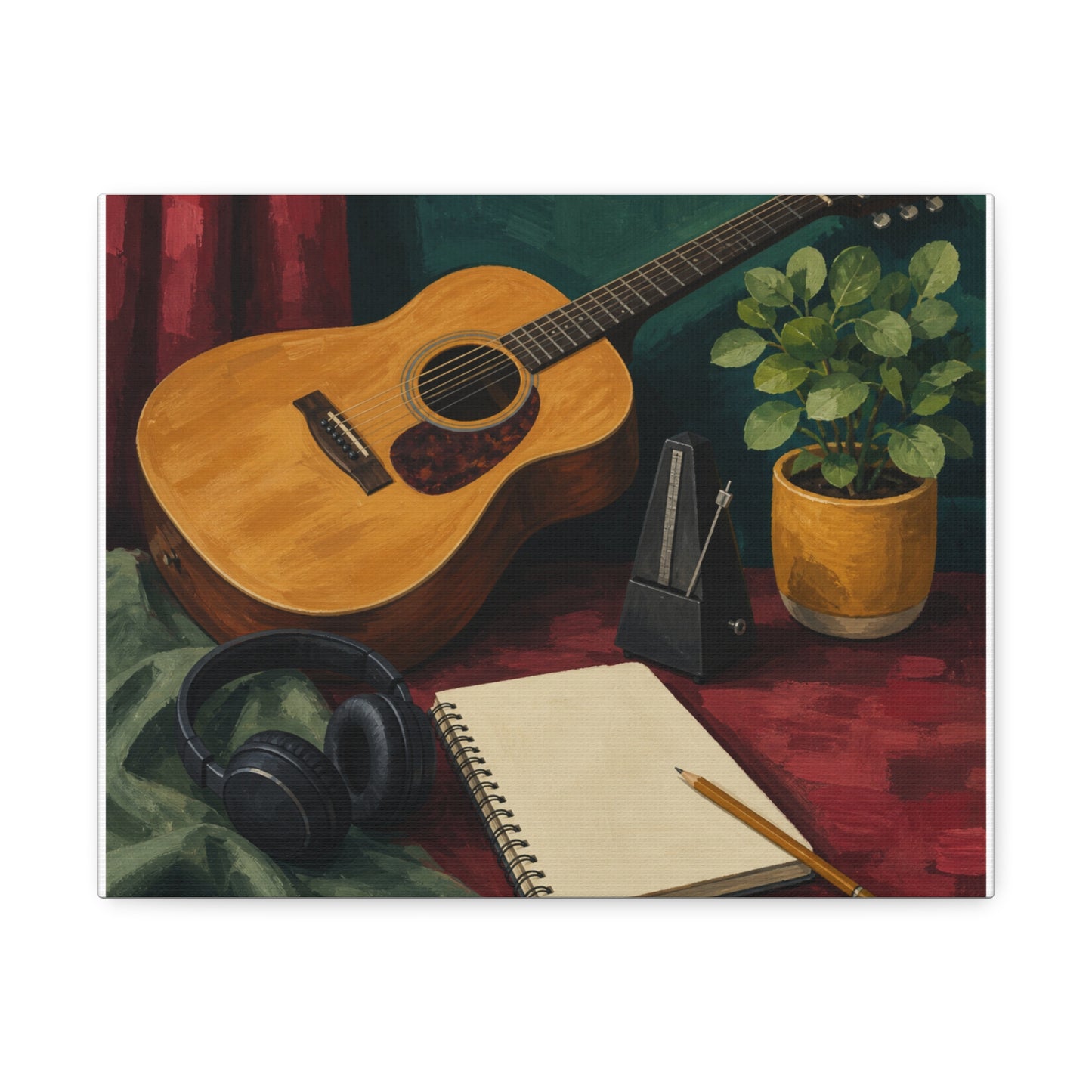 Cozy Acoustic Music Practice Art Canvas Art