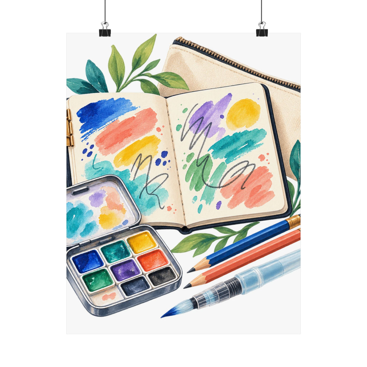 Colorful Urban Sketching Travel Kit Poster
