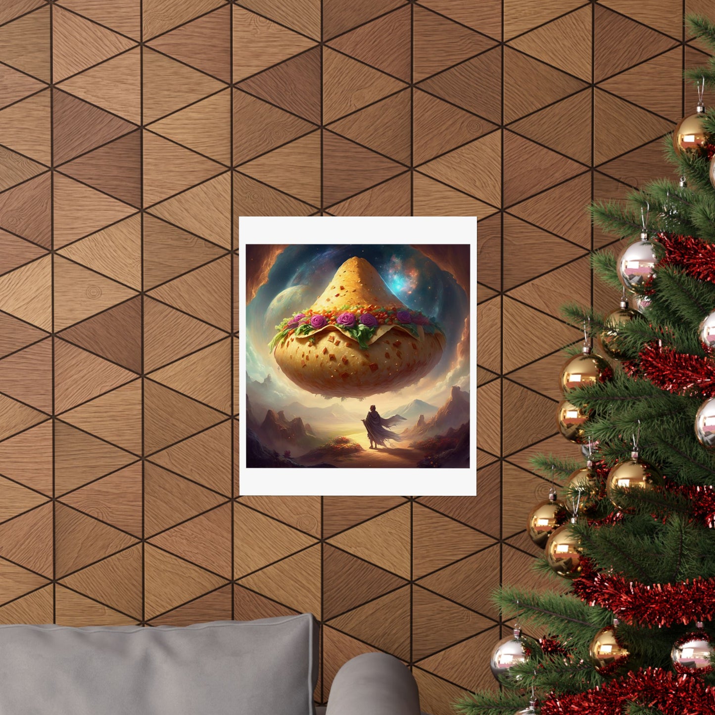 Cosmic Taco Planetoid Surreal Food Fantasy Art Poster