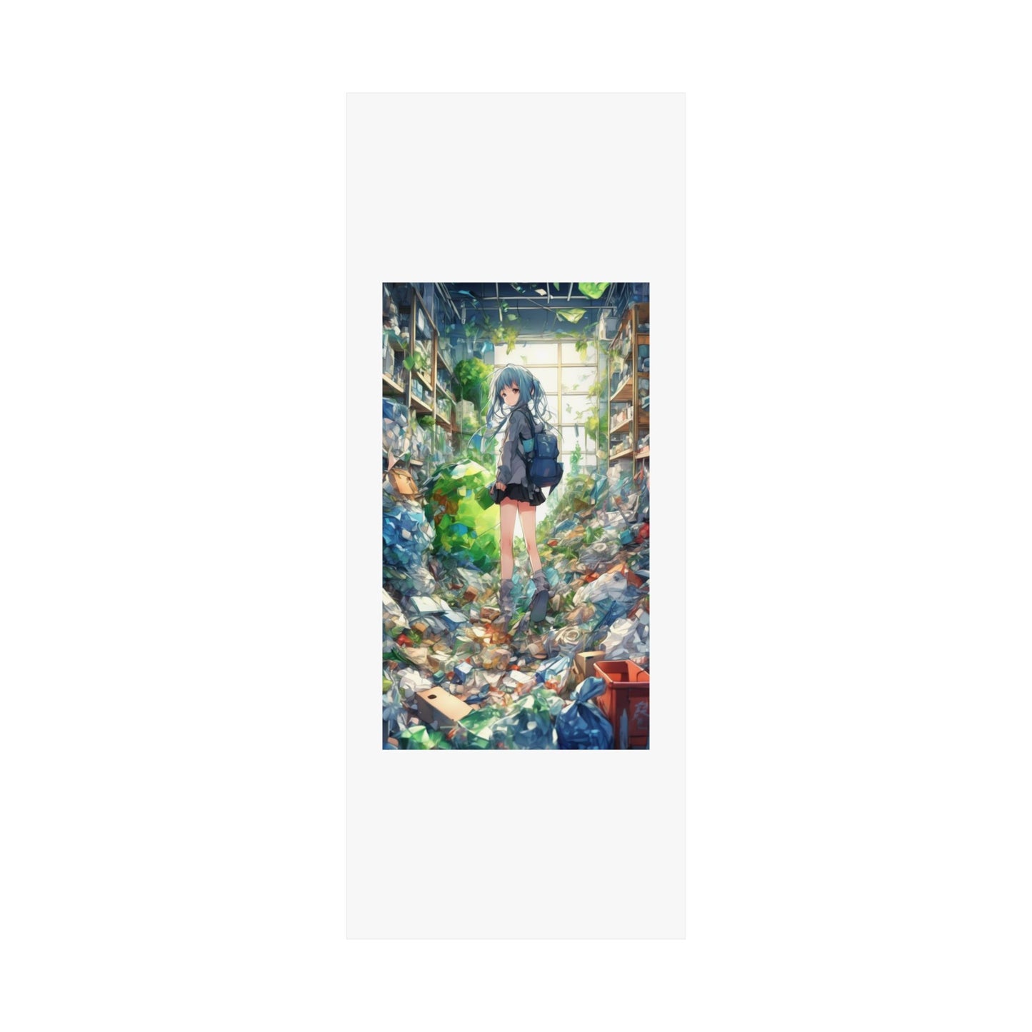 Green Recycling Alley Anime Girl Urban Green Poster