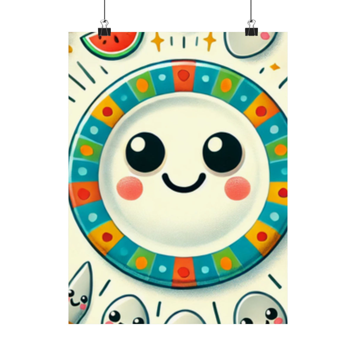 Happy Little Kitchen Club Kawaii Food Poster Kitchen Wall Art Decor