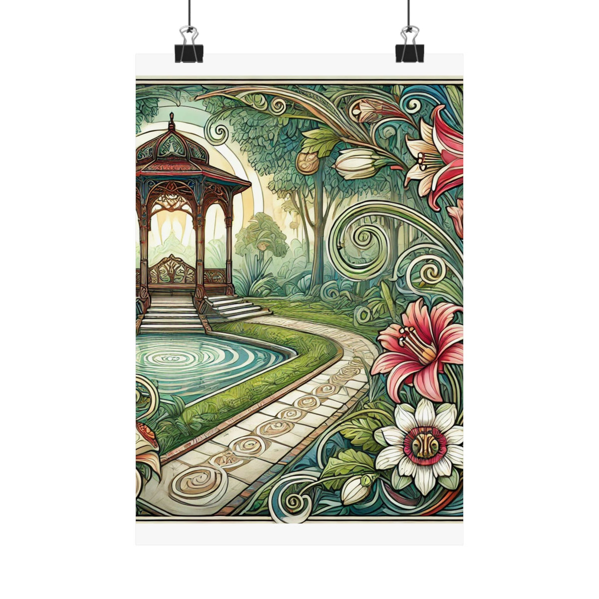 Botanical Gazebo Garden Art Nouveau Wall Art Poster