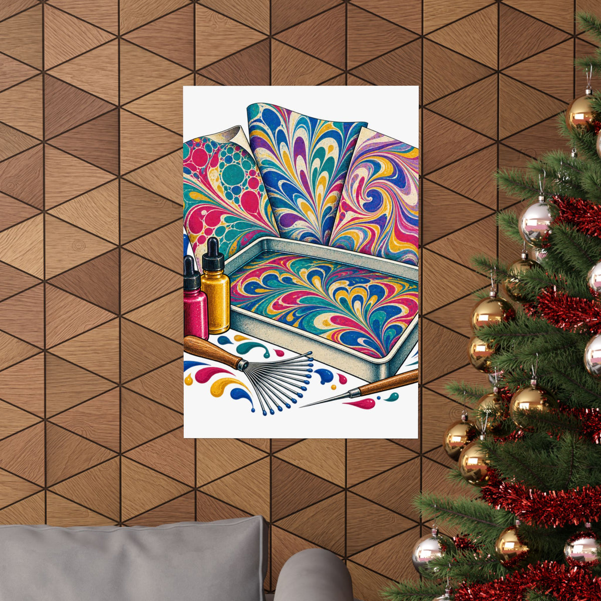 Colorful Paper Marbling Workshop Poster