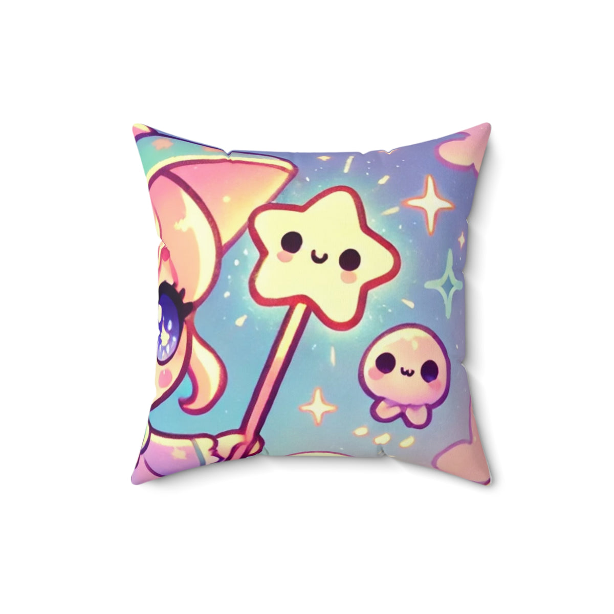 Kawaii Moon Wand Pastel Fantasy Decorative Pillow