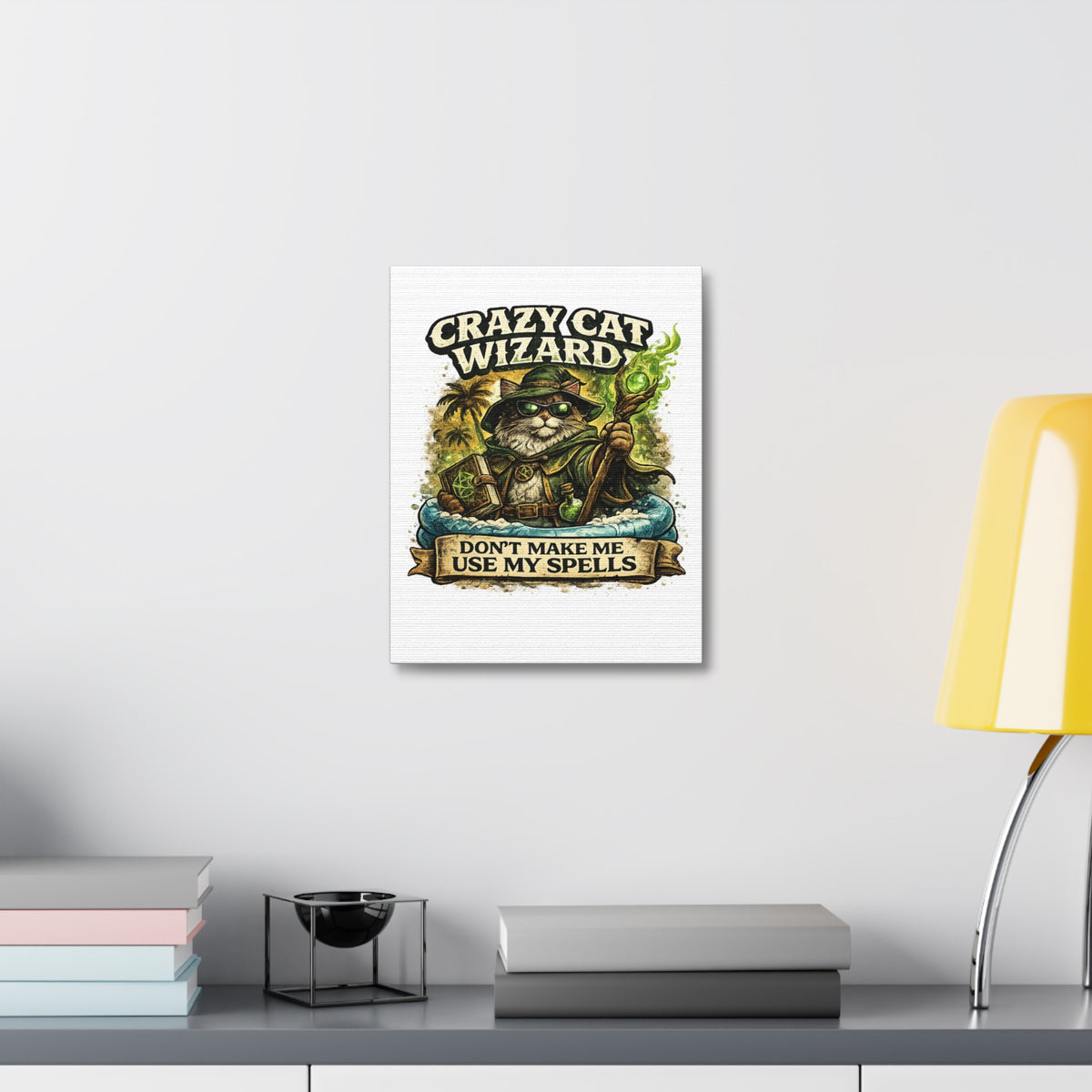 Crazy Cat Wizard Funny Fantasy Magic Canvas Art