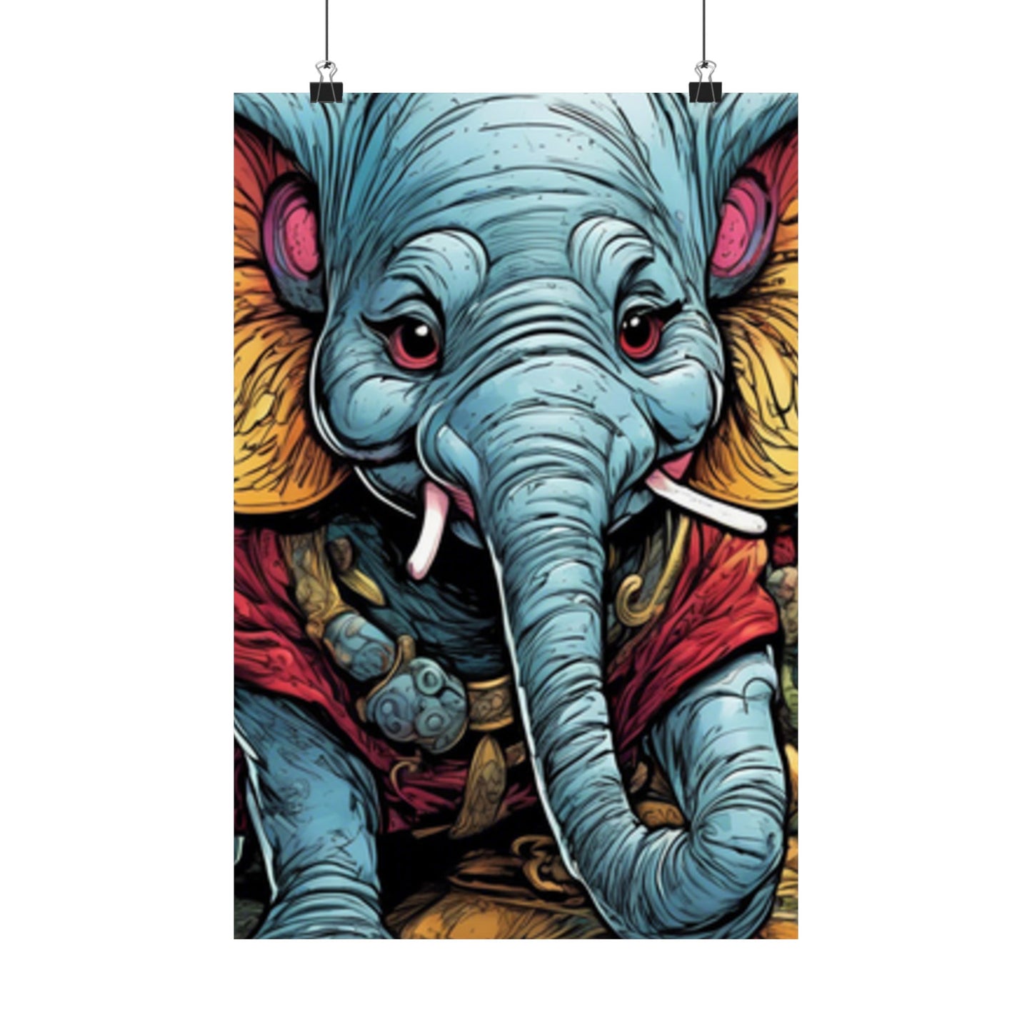 Colorful Elephant Garden Parade Wildlife Wall Art Poster