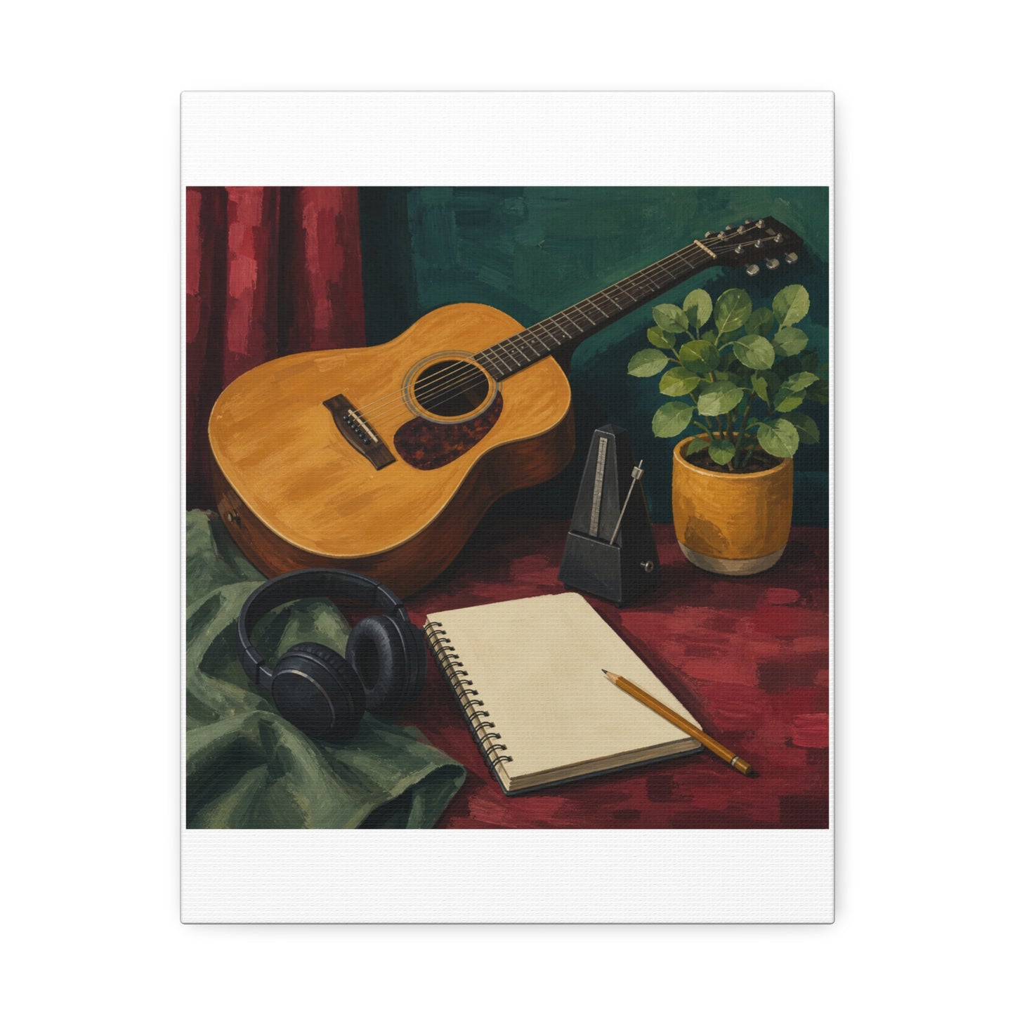 Cozy Acoustic Music Practice Art Canvas Art
