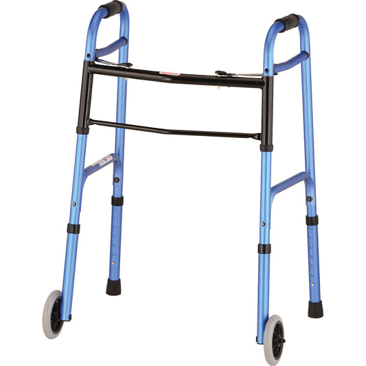 Nova Blue Folding Walker With 5″ Wheels