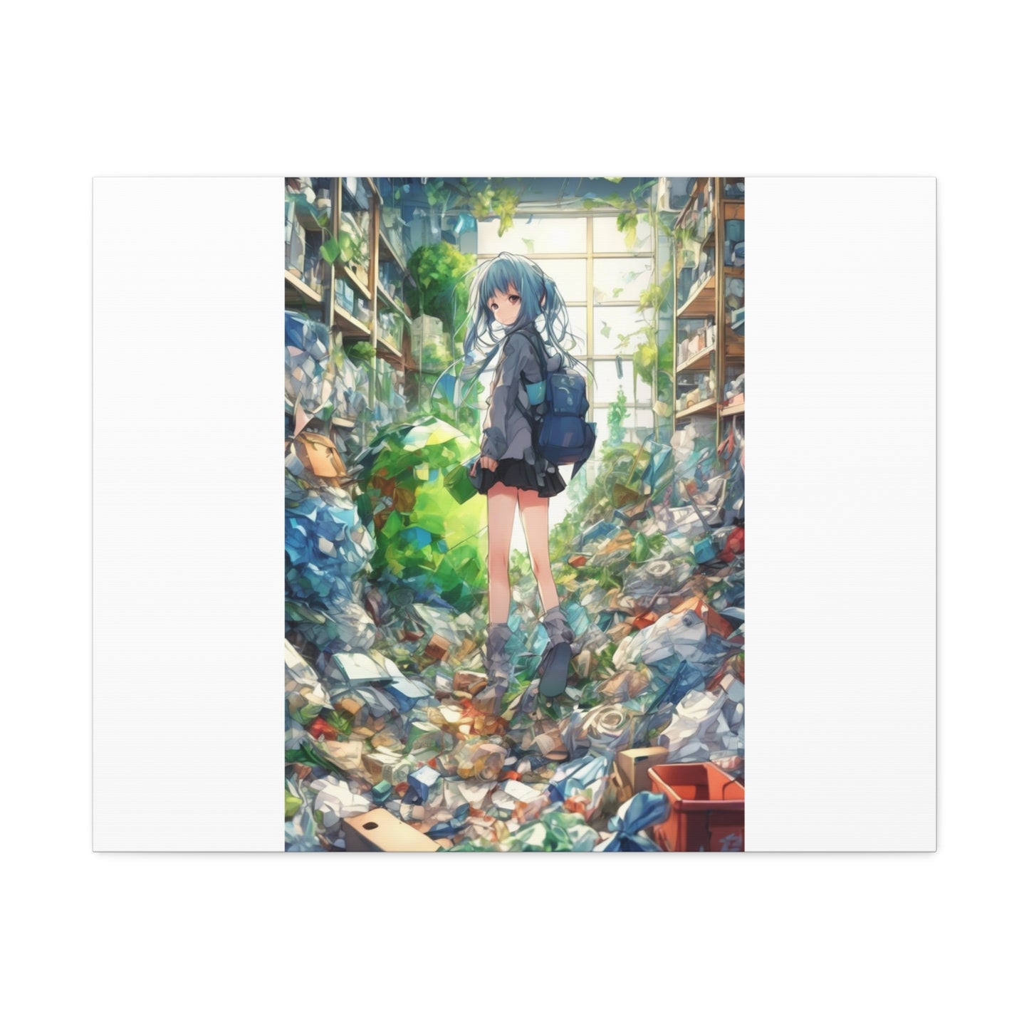 Green Recycling Alley Anime Girl Recycling Alley Canvas