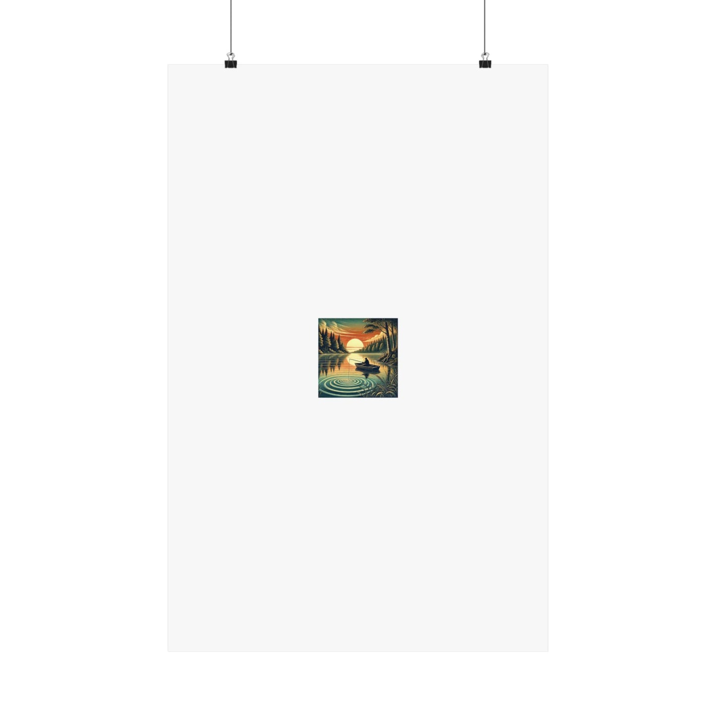 Sunset Lake Fishing Retreat Poster Lake House Fishing Wall Art Gift