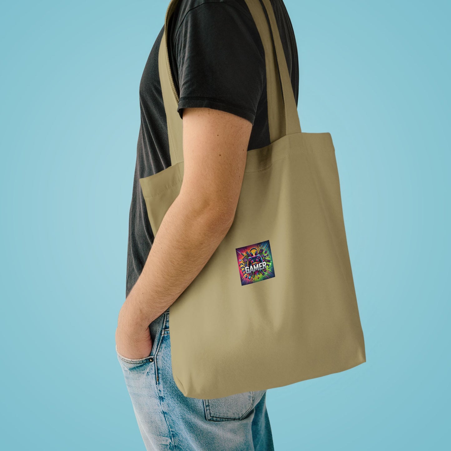 Neon Gamer Energy Retro Arcade Gaming Tote Bag Gift
