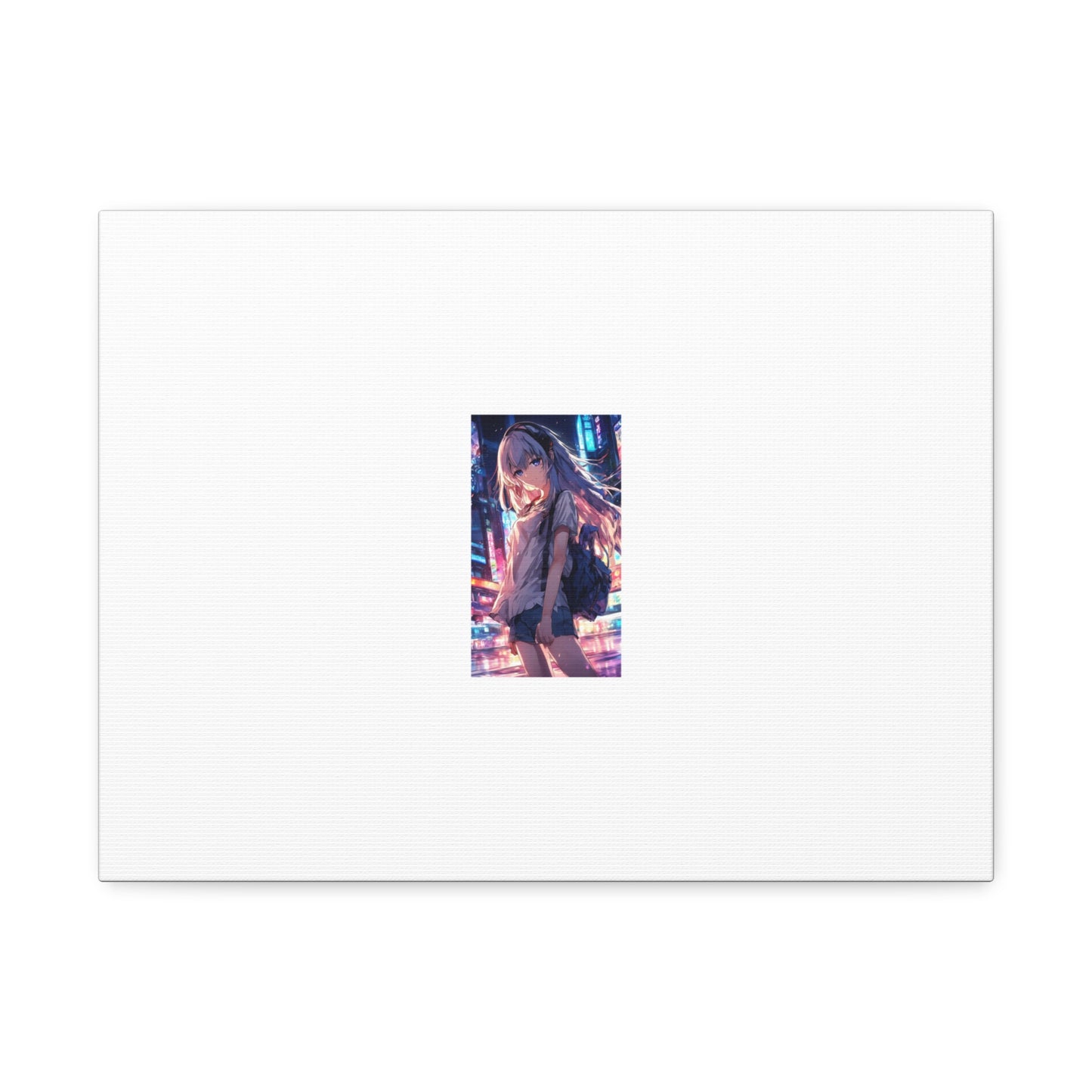 Anime City Night Heroine Portrait Neon Canvas Wall Art