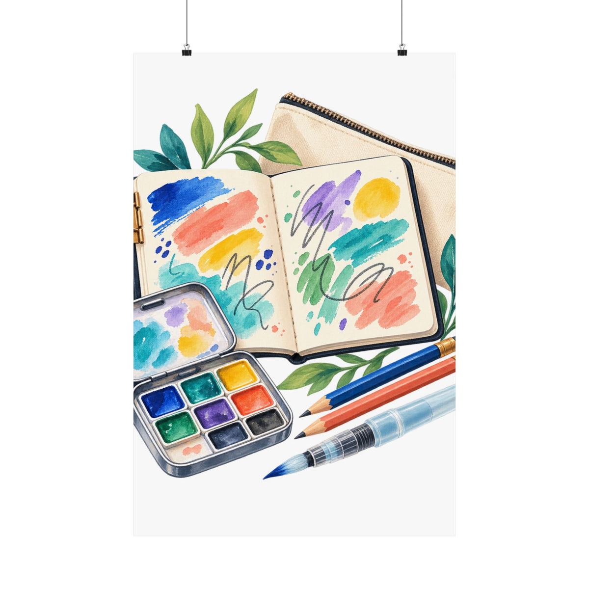 Colorful Urban Sketching Travel Kit Poster