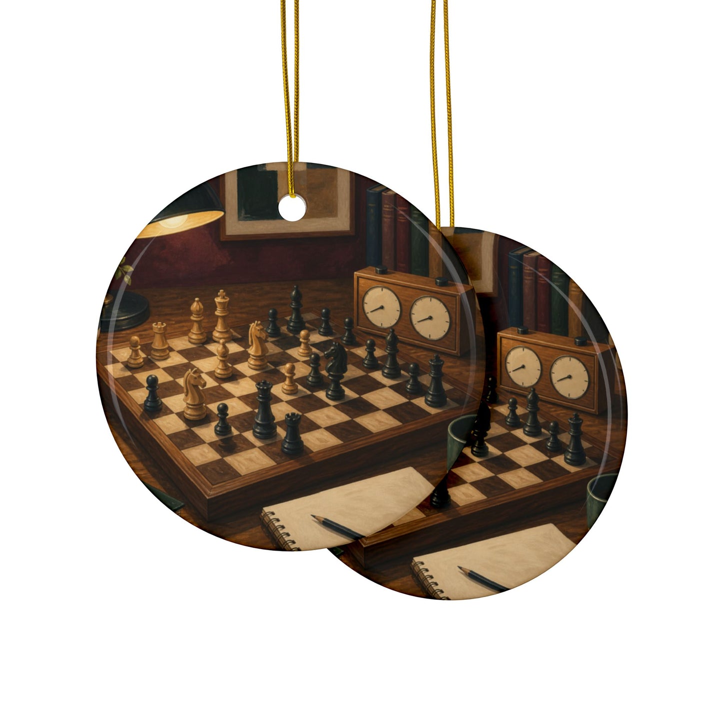 Cozy Chess Strategy Game Hobby Art Ceramic Ornament, Holiday Keepsake and Gift