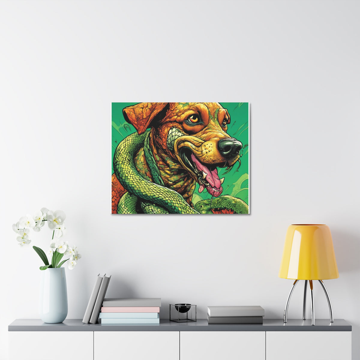 Serpent Guardian Dog Bold Fantasy Creature Canvas Art
